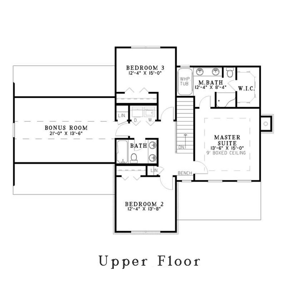 Floor Plan Second Story of Craftsman Plan #153-1472